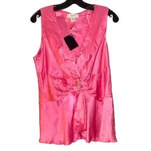 Dorman Womens Large Pink 100% Silk NWT Cami Top Rhinestone Accent Barbie
